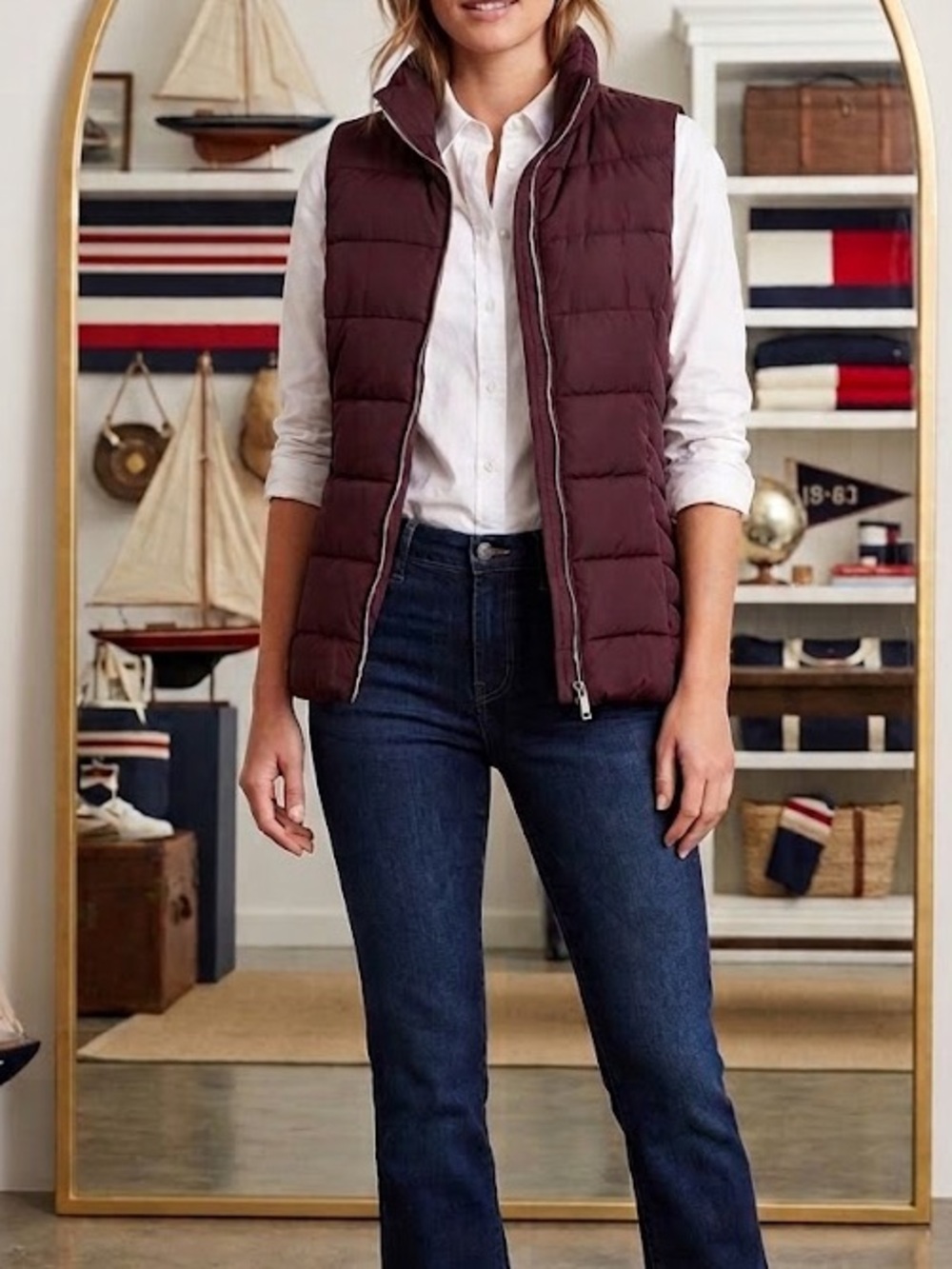 Tommy Hilfiger Women's Puffer Vest - Dark Maroon